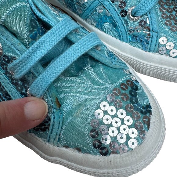 Superga Verona Embroidery Womens Sequin Azzurro Silver Sneakers New In Box 38 - Picture 7 of 12
